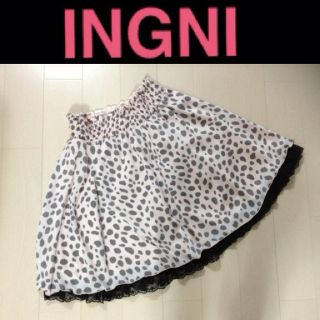 イング(INGNI)のINGNI♡レオパード×黒フリルスカート(ひざ丈スカート)