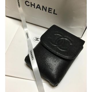 シャネル(CHANEL)の✩  CHANEL 財布 シガレットケース キャビアスキン 黒 ココマーク 美品(ポーチ)