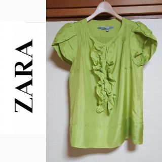 ザラ(ZARA)の【美品】シルク★半袖トップス　ブラウス　カットソー(シャツ/ブラウス(半袖/袖なし))