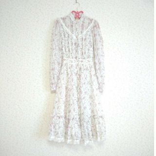 ガニーサックス(GUNNE SAX)のヴィンテージ GUNNE SAX ピンク 花柄ワンピース パステル(ロングワンピース/マキシワンピース)