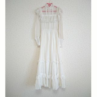 ガニーサックス(GUNNE SAX)のヴィンテージ GUNNE SAX ホワイトワンピース レース ウエディングドレス(ロングワンピース/マキシワンピース)