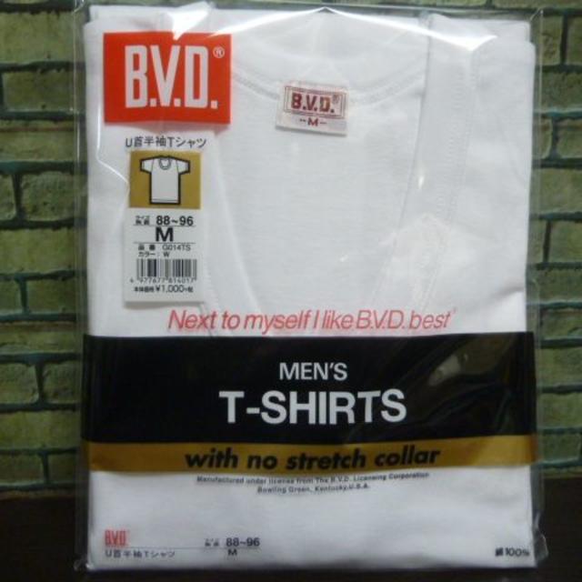 BVD(ビーブイディー)のc)送料込(M 白)BVD★U首半袖Tシャツ G014TS 綿100% メンズのアンダーウェア(その他)の商品写真