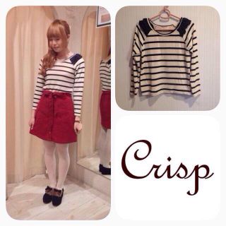 クリスプ(Crisp)の美品♡Crisp＊肩フリルボーダーニット(ニット/セーター)