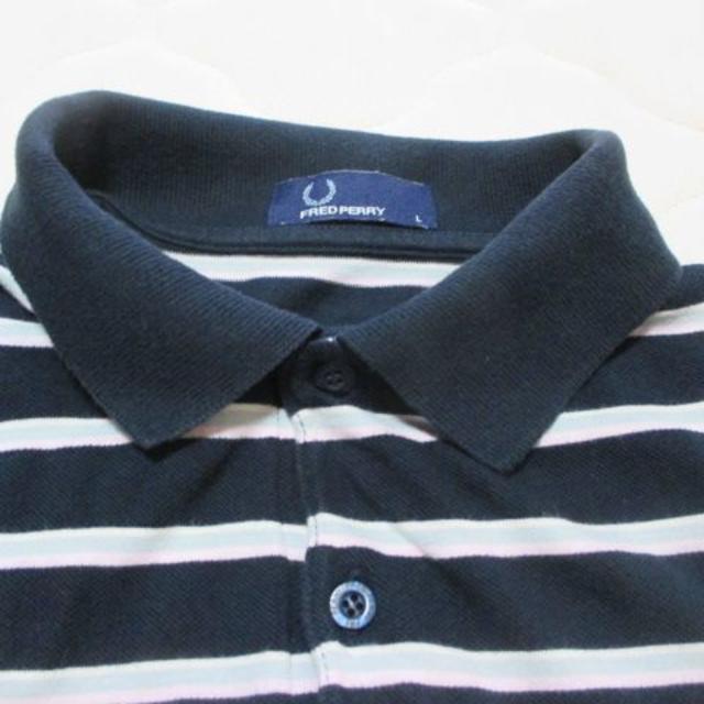 FRED PERRY(フレッドペリー)のフレッドペリー ポロシャツ 黒ボーダー Ｌサイズ FRED PERRY レディースのトップス(ポロシャツ)の商品写真