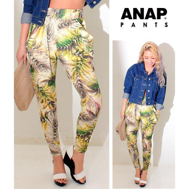 ANAP(アナップ)の美品♥︎ ANAP サマーリーフ柄 サルエルパンツ レディースのパンツ(サルエルパンツ)の商品写真