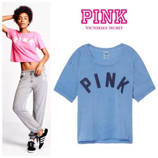 ヴィクトリアズシークレット(Victoria's Secret)のSALE❣️ 新品＊ヴィクトリアシークレットPINK＊Tシャツ＊S/ブルー(Tシャツ(半袖/袖なし))