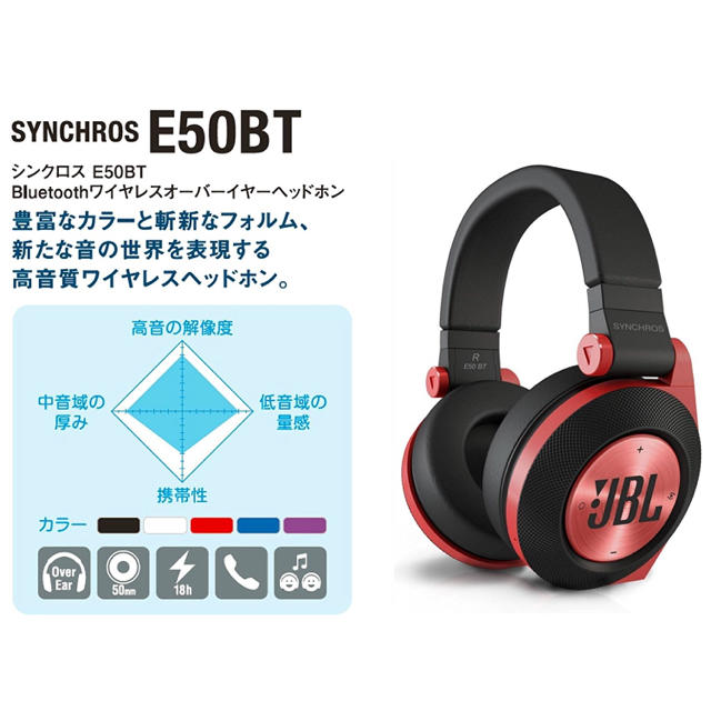 JBL Synchros E50BT ワイヤレスヘッドホン レッド 新品未使用