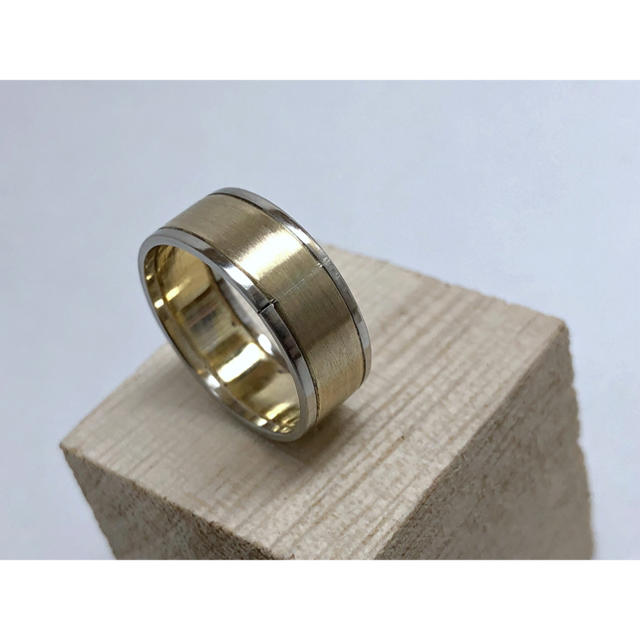 【限定1点物 訳あり】wide gold bent silver ring ハンドメイドのアクセサリー(リング)の商品写真