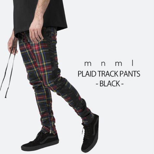 FEAR OF GOD(フィアオブゴッド)のmnml (ミニマル) CHECK TRACK PANTS 紺 チェック XS メンズのパンツ(ワークパンツ/カーゴパンツ)の商品写真