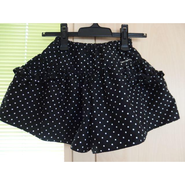 pom ponette(ポンポネット)のポンポネット★ややフォーマル130cmキュロットスカート★黒水玉★美品 キッズ/ベビー/マタニティのキッズ服女の子用(90cm~)(スカート)の商品写真