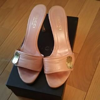 グッチ(Gucci)の【GUCCI】ミュール/サンダル ピンクベージュ　37(23.5㎝～24㎝)(ミュール)