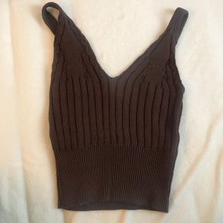 ザラ(ZARA)のZARA ニットキャミソール ブラウン S(キャミソール)