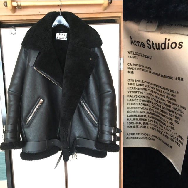 確実正規品 17AW ACNE STUDIOS ムートンライダース 38 BLK