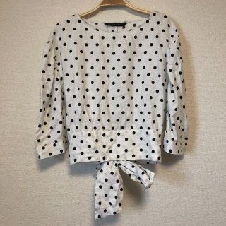 【出品5/20まで】ZARA 2018SS ドット柄リネンブラウス S 美品(シャツ/ブラウス(半袖/袖なし))