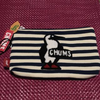 チャムス(CHUMS)のチャムス CHUMS ミディアム ポーチ スウェット 〈ネイビーボーダー〉(ポーチ)