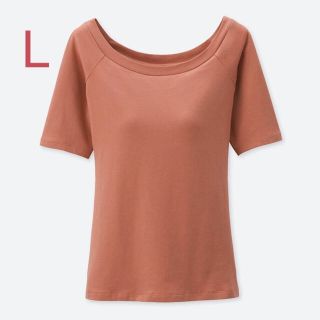 ユニクロ(UNIQLO)のユニクロ ブラバレエネックT（半袖）Lサイズ／オレンジ 新品タグ付き♪(Tシャツ(半袖/袖なし))