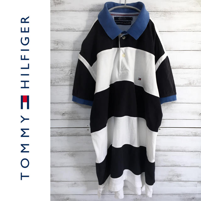 TOMMY HILFIGER(トミーヒルフィガー)の【90s】【Tommy Hilfiger : トミー】【ボーダー ワンポイント】 メンズのトップス(ポロシャツ)の商品写真