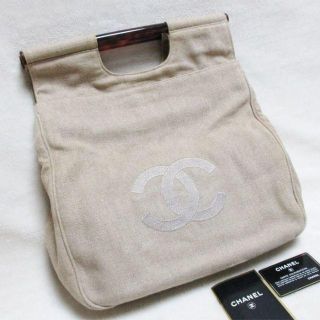 シャネル(CHANEL)のシャネル クラッチバッグ CCマーク 麻布 麻色ベージュ 綺麗(クラッチバッグ)