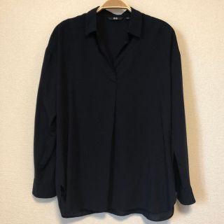 ユニクロ(UNIQLO)の【出品5/20まで】UNIQLO レーヨンエアリースキッパーシャツ 長袖 紺 M(シャツ/ブラウス(長袖/七分))