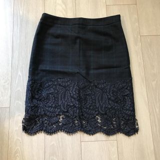 イエナ(IENA)のI ENA レース×チェック スカート(ひざ丈スカート)