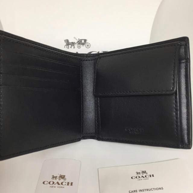 COACH コーチ メンズ 折り財布 シグネチャー エンボス ブルー 青色