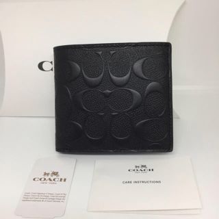 コーチ(COACH)のCOACH コーチ メンズ 折り財布 ブラック シグネチャーエンボス(折り財布)