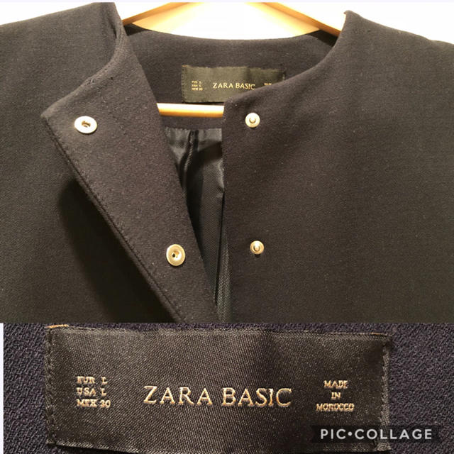 ZARA(ザラ)のZARA Basic 濃紺 Aライン ノーカラージャケット レディースのジャケット/アウター(ノーカラージャケット)の商品写真