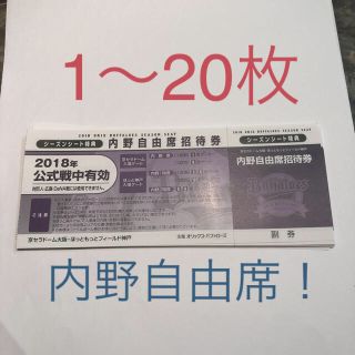 オリックスバファローズ(オリックス・バファローズ)のオリックス 内野 外野 自由席 チケット(野球)