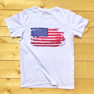 チャンピオン(Champion)のLUSSOSURF☆アメリカンフラッグ Tシャツ M 白 チャンピオン 好きに(Tシャツ/カットソー(半袖/袖なし))