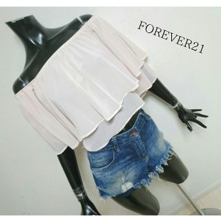 フォーエバートゥエンティーワン(FOREVER 21)のFOREVER21*オフショルシフォンTOPS(カットソー(半袖/袖なし))