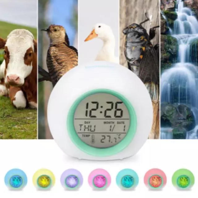 (超美品)7色変化 目覚まし時計 自然音 インテリア/住まい/日用品のインテリア小物(置時計)の商品写真