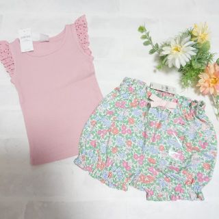 ベビーギャップ(babyGAP)のbabyGAP☆花柄 ショートパンツ&アイレットトップス 90 新作 新品(パンツ/スパッツ)