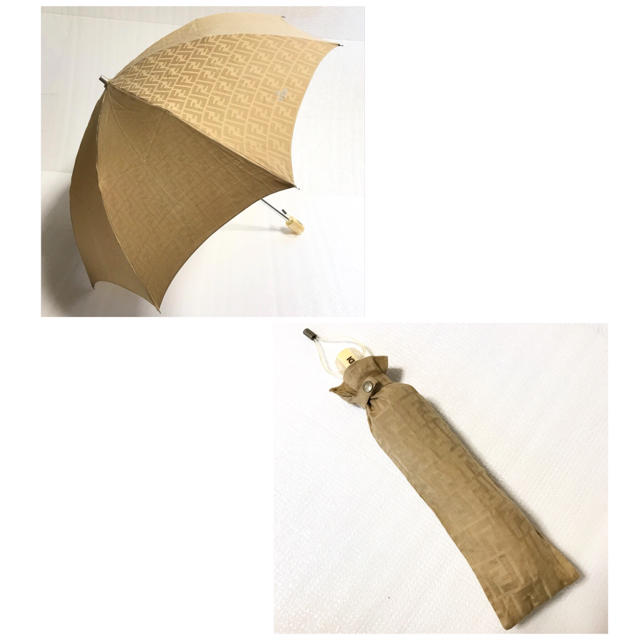 フェンディ【FENDI】折り畳み 日傘 傘 ベージュ キャメルファッション小物