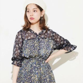 ナチュラルクチュール(natural couture)のnatural couture プレイフル花×花ワンピース(ひざ丈ワンピース)