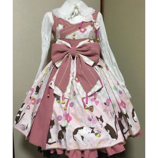 メタモルフォーゼタンドゥフィーユ(metamorphose temps de fille)のメタモルフォーゼ☆まどろみの浪漫☆タックジャンパースカート☆タグ付き新品(ひざ丈スカート)