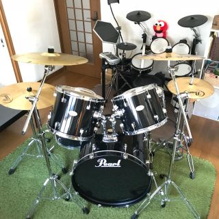 パール(pearl)のPearl ドラムセット（ブラック）(セット)