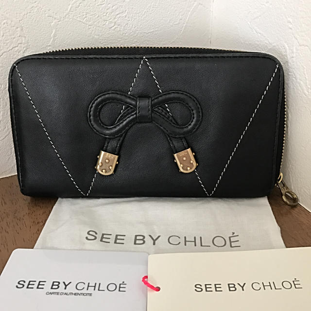 SEE BY CHLOE(シーバイクロエ)のちーこっこ様専用SEE BY CHLOE シーバイクロエ レザー長財布 ブラック レディースのファッション小物(財布)の商品写真