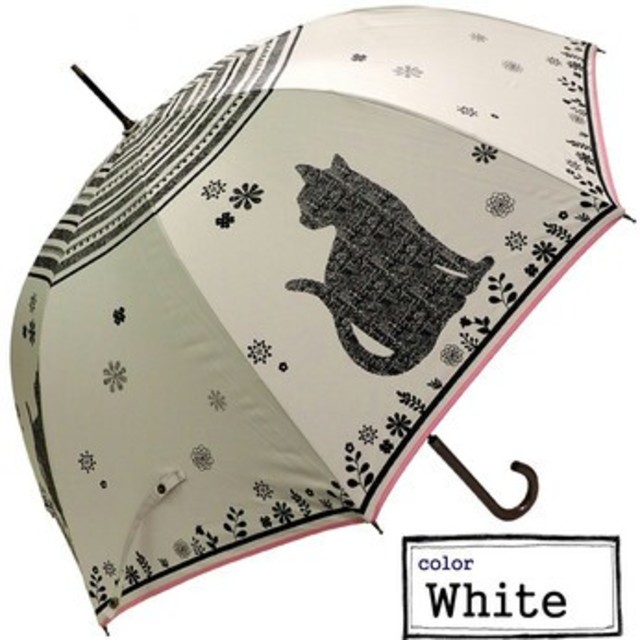 晴雨兼用傘 ホワイト 猫柄 雨傘 日傘の通販 by happyangelshop's shop｜ラクマ