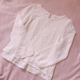 リエンダ(rienda)の新品‧✧̣̥̇‧フラワーレースシフォンtops(シャツ/ブラウス(長袖/七分))