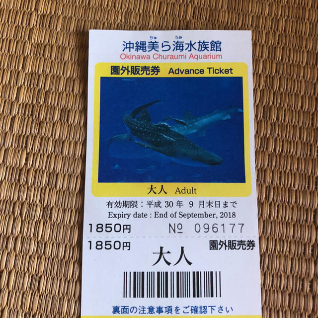 沖縄美ら海水族館 園外販売券 大人券3枚 チケットの施設利用券(水族館)の商品写真