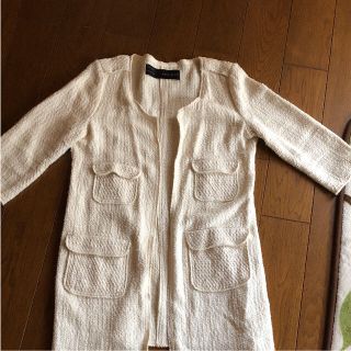 ザラ(ZARA)のZARA カットソーロングジャケット L(ノーカラージャケット)