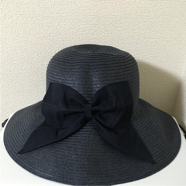 麦わら帽子 紺色  レディースの帽子(ハット)の商品写真
