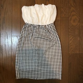 スナイデル(SNIDEL)の【美品】Snidel ギンガムチェック ベアトップワンピ(ミニワンピース)