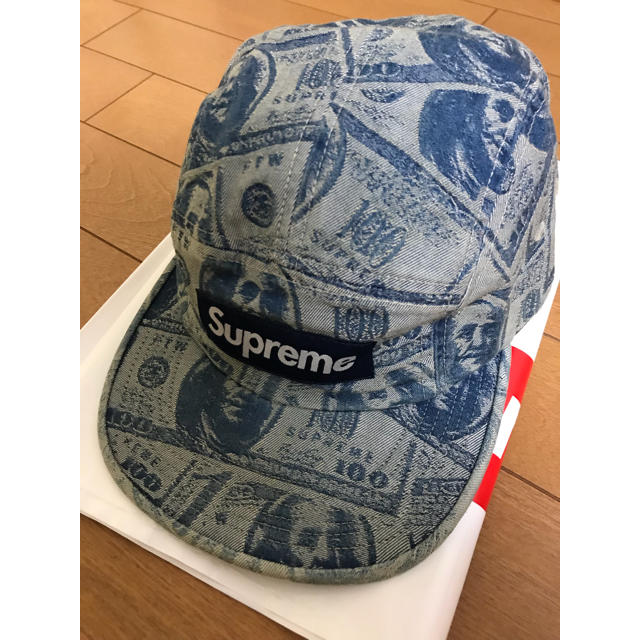 supreme 100 dollar bill camp cap box