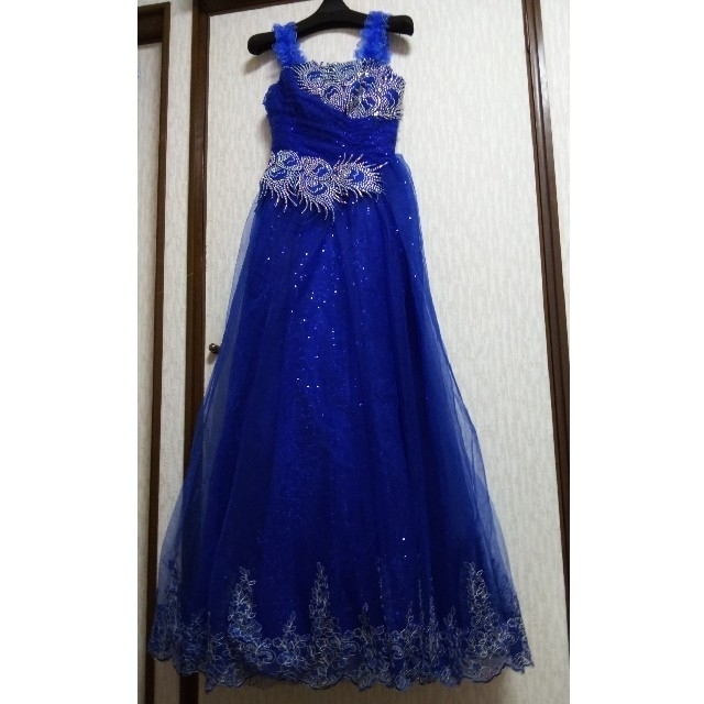 ブルー スパンコール ロングドレス