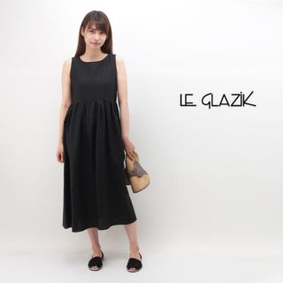 ルグラジック(LE GLAZIK)の新品！今季！2018ss le glazik ルグラジック☆リネンワンピース 黒(ひざ丈ワンピース)