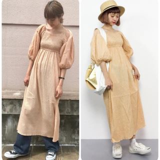 カスタネ(Kastane)の新品♡ギンガムワンピース♡イエロー(ロングワンピース/マキシワンピース)