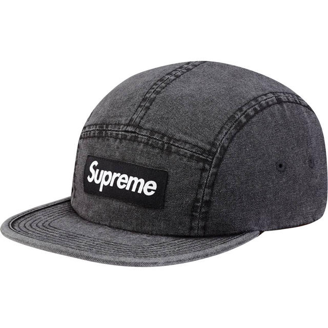 新品 17SS supreme washed canvas camp cap 黒