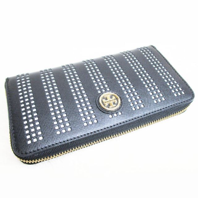 Tory Burch(トリーバーチ)のトリーバーチ ラウンドファスナー長財布 黒×白 未使用 レディースのファッション小物(財布)の商品写真