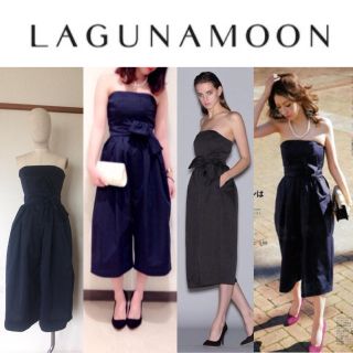 ラグナムーン(LagunaMoon)の【LAGUNAMOON】大人気完売 ベアガウチョパンツドレス（NAVY）+.＊(オールインワン)